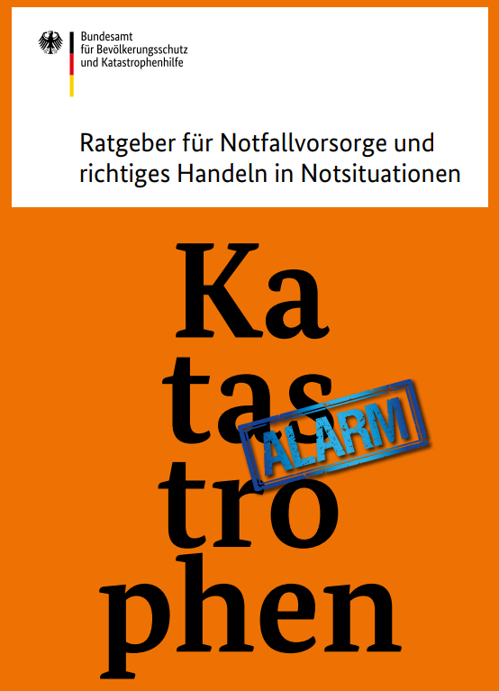 orangefarbene Broschüre "Katastrophen Alarm"