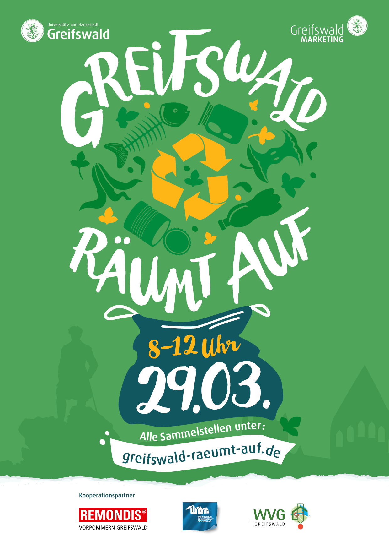 Greifswald räumt auf am Sa., 29.03. von 08:00 bis 12:00 Uhr 