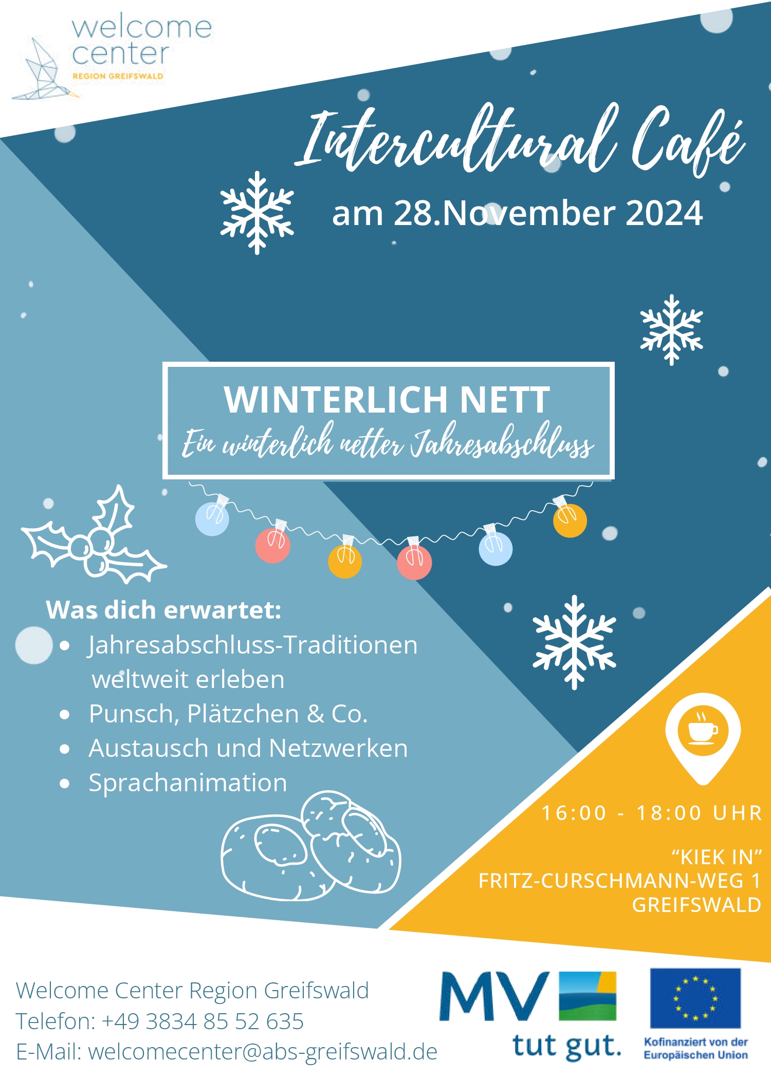 Interkulturelles Café "Winterlich nett" am Do., 28.11. um 16:00 Uhr im Kiek In im Fritz-Curschmann-Weg 1