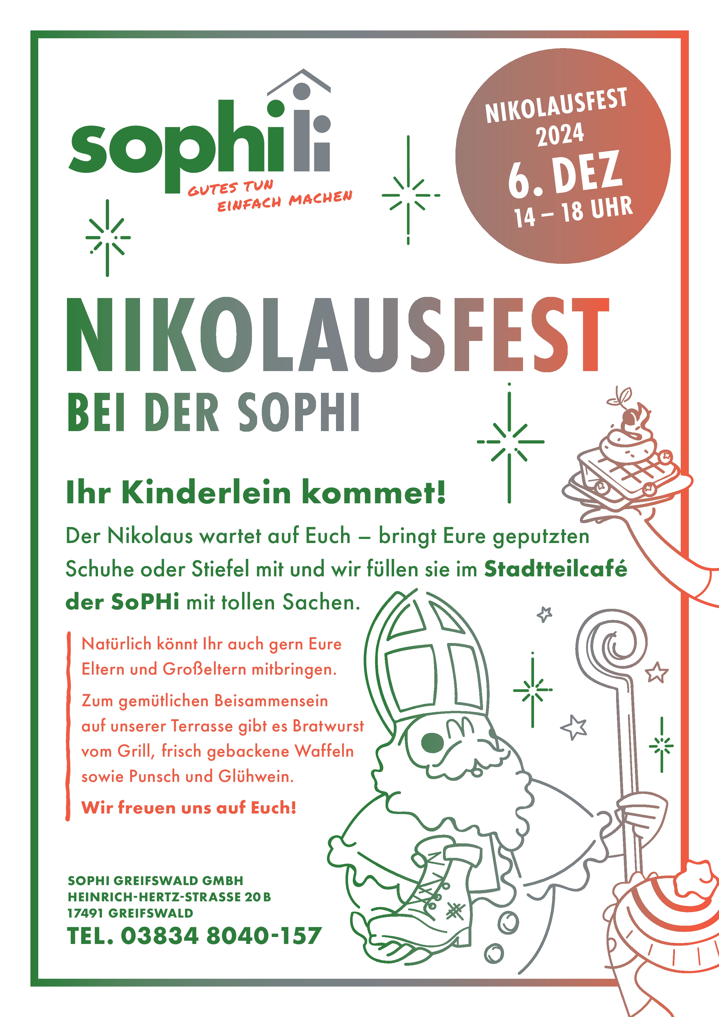 Nikolausfest bei der SoPHi am Fr., 06.12. von 14:00 bis 18:00 Uhr in der Heinrich-Hertz-Straße 20b