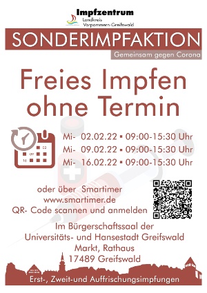 Freies Impfen Rathaus Februar 2022 © Landkreis Vorpommern-Greifswald Freies Impfen Rathaus Februar 2022