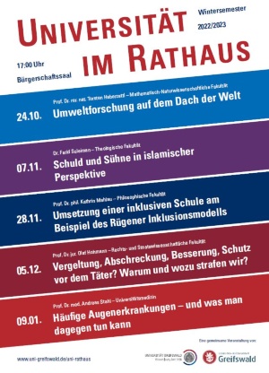 Plakat zur Veranstaltungsreihe Uni im Rathaus, die am 24. Oktober 2022 startet