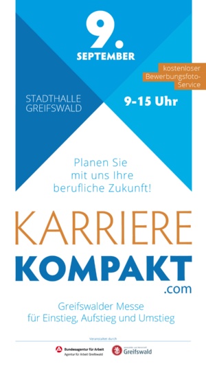 Plakat für die Berufsmesse Karriere Kompakt in Greifswald am 9. September 2022