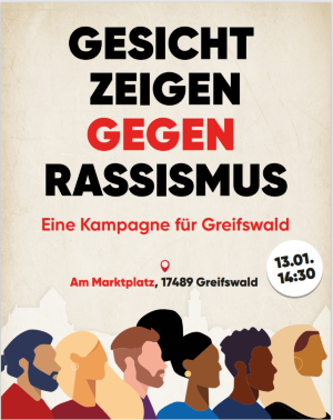 Plakat A4 Gesicht zeigen © Universität Greifswald, Jeffrey Osuji Plakat zur Kampagne "Gesicht zeigen - gegen Rassismus"