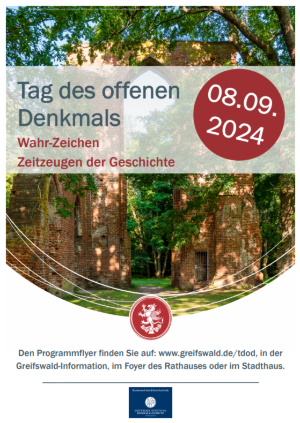 Plakat zum Tag des offenen Denkmals in Greifswald mit Motiv der Klosterruine Eldena