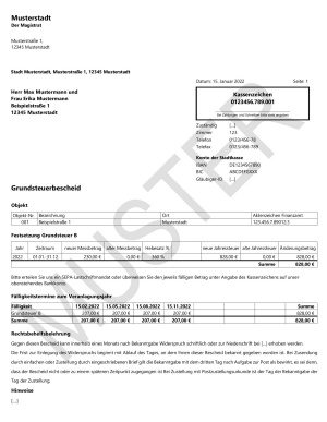 Muster eines Grundsteuerbescheids