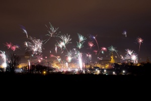 Silvesterfeuerwerk über Greifswald