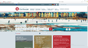 Startseite polnischer Internetauftritt Greifswald (14.1.2019) © Pressestelle Screenshot polnische Internetseite